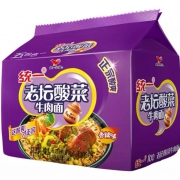 统一 方便面 老坛酸菜 牛肉味 五连包*3件