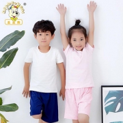 丢丢熊儿童纯棉短袖男女童白色T恤中大童装纯色半袖夏季打底上衣 *2件 24.8