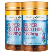澳洲进口 HealthyCare 大豆卵磷脂胶囊 100粒*2瓶 血管清道夫