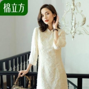 天猫 棉立方 19BE1142 女士旗袍改良蕾丝连衣裙 79元包邮（需用券）
