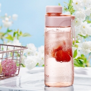伊爱 简约清新森系塑料杯 樱花粉 400ml 9.9元包邮（需用券）