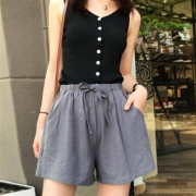泓婵 DK001 女士棉麻短裤