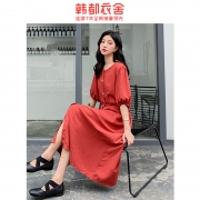 HSTYLE 韩都衣舍 PT9111 女士复古连衣裙