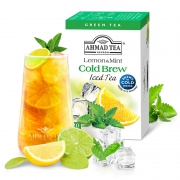 AHMAD 亚曼 冷泡柠檬薄荷绿茶2g*20包+冷泡蜜桃百香果红茶2g*20包 赠送冷泡吸管杯