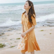 618预售：茵曼 1802SE298 女士法式复古连衣裙