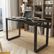 帅力 SL8143Z 简约办公桌 100*50cm 黑玻璃+黑钢架