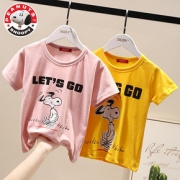 史努比/SNOOPY男童女童儿童短袖t恤2020夏季新款白色纯棉薄款上衣