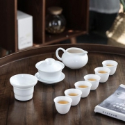苏氏陶瓷功夫茶具套装办公室家用日式简约茶壶茶盘白瓷茶杯陶瓷 *5件