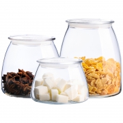 Libbey 利比 玻璃密封罐 3件套 0.5L+0.75L+1L 送冰淇淋杯