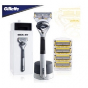 Gillette 吉列 引力盒套装 锋隐致护版（1刀架+5刀头+磁力底座+剃须啫喱170g）