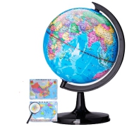 Deli 得力 单轴旋转地球仪 10.6cm 送中国地图+世界地图+放大镜 9.8元包邮（需用券）