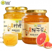 无防腐剂、农家蜂蜜：东大韩金 蜂蜜柚子茶500g+蜂蜜柠檬茶500g