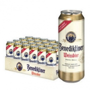 百帝王（Benediktiner）小麦啤酒500ml*24听整箱装 德国原装进口 修道院经典 *2件