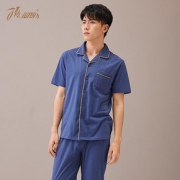 顶瓜瓜睡衣男夏季纯棉短袖长裤简约可出门大码爸爸中年家居服套装