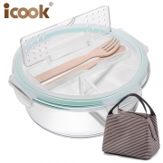 iCook 玻璃保鲜盒 无分隔860ml 内置餐具 ￥16.8