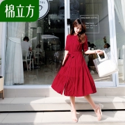 棉立方 19BE1151 女士复古桔梗连衣裙