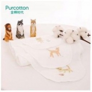 PurCotton 全棉时代 婴儿纱布汗巾小猫扑蝴蝶+小鹿和蝴蝶+小鸟和四叶草 3条装