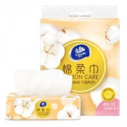 Vinda 维达 干湿两用棉柔巾 100抽*4包（200*200mm） *5件