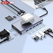 WJOY 十三合一 无线充电type-c拓展坞（千兆网口、HDMI、VGA、PD、USB3.0）