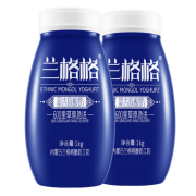 含乳量≥98%、无添加、1.3倍浓缩：1kgx2瓶 兰格格 原味纯酸奶  券后39.9元包邮