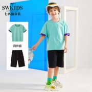 Swkids by Septwolves 七匹狼 男中大童T恤+短裤两件套