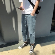 瑞集 破洞 九分牛仔裤