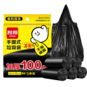 PLUS会员：利得 背心式手提垃圾袋加厚100只 50cm*60cm