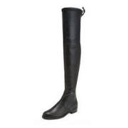 STUART WEITZMAN 斯图尔特·韦茨曼 女士黑色皮革平底过膝高筒靴 LOWLAND BLACK STR NAPPA 38