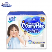 历史低价：MamyPoko 妈咪宝贝 小内裤式婴儿纸尿裤 XL90片 *2件 合168.6元包邮（返10元猫超卡，合84.3元/件）
