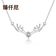 臻仟尼 珠宝 S925银项链 鹿角吊坠