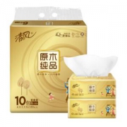 京东PLUS会员：清风 原木纯品 金装系列 抽纸3层120抽*10包 *4件