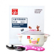 gb 好孩子 儿童不锈钢保温碗 3件套 粉红 *2件