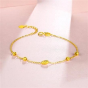 周六福珠宝 女款 黄18K金手链 KH072149 约1.1-1.29g 16+2cm
