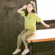 QKQO夏装2020儿童女童新款套装夏女孩夏天休闲洋气短袖衣服潮12女