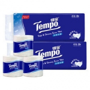 Tempo/得宝无香压花卷纸4层加厚160g*10卷有芯卷纸卫生纸家庭 *4件