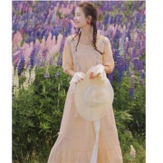 茵曼 18921021072 女士绣花文艺连衣裙