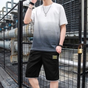 弗衣尚2020夏季新款男士潮流短袖T恤潮男生休闲短裤五分裤两件套3