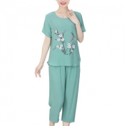 夏季妈妈装棉麻套装