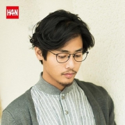 HAN 纯钛近视眼镜框架3312AL+1.60 非球面防蓝光镜片