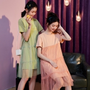 Tonlion 唐狮 625220104416 女士网纱桔梗连衣裙
