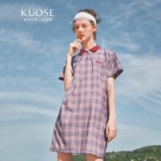 阔色 KSB1903011 女士格子Polo领连衣裙