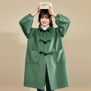 PEACEBIRD 太平鸟 AWAA94503 女士连帽牛角扣呢大衣
