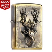 美国原机进口 Zippo 20春季新款 铜盔甲一鹿有你立体浮雕 16孔防风打火机