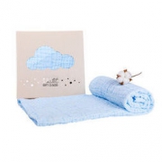 小白熊（Snow Bear）婴幼儿纱布浴巾 新生儿纯棉浴巾 宝宝纱布吸水洗澡巾 蓝色 100cm*100cm 09953