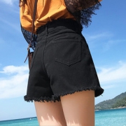 黑色牛仔短裤女高腰显瘦2020春夏新款毛边宽松学生网红阔腿热裤潮