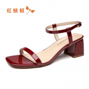 28日0点：红蜻蜓 WFK9528 女士一字带高跟凉鞋