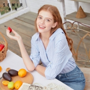 Semir 森马 13-330921 女士纯棉V领条纹衬衫
