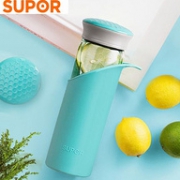 硅胶防滑隔热，带刻度：SUPOR苏泊尔 350ml 纤巧耐热玻璃水杯