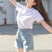 女式韩版百搭高腰牛仔短裤