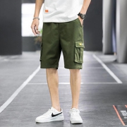工装裤短裤夏季男士黑色大口袋宽松休闲五分中裤薄款沙滩裤子外穿